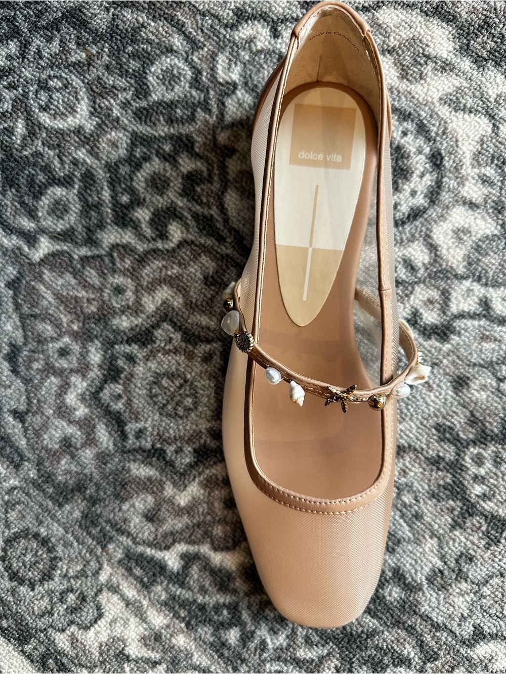 Dolce Vita Blush Nude Embellished Mary Jane Flat